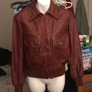 Vintage leather bomber jacket